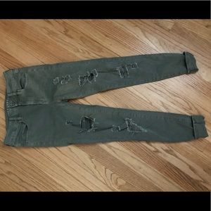 Army Green American Eagle Skinny Jeans